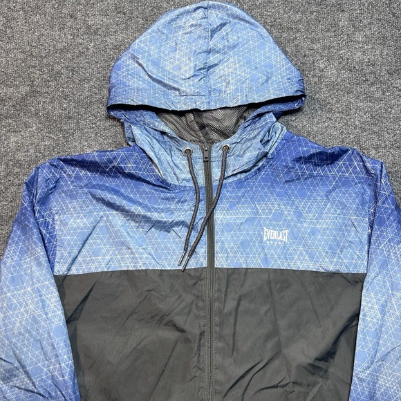 Everlast Other - Everlast Sport Men's Large Blue Geometric Windbreaker Jacket Full Zip Hooded